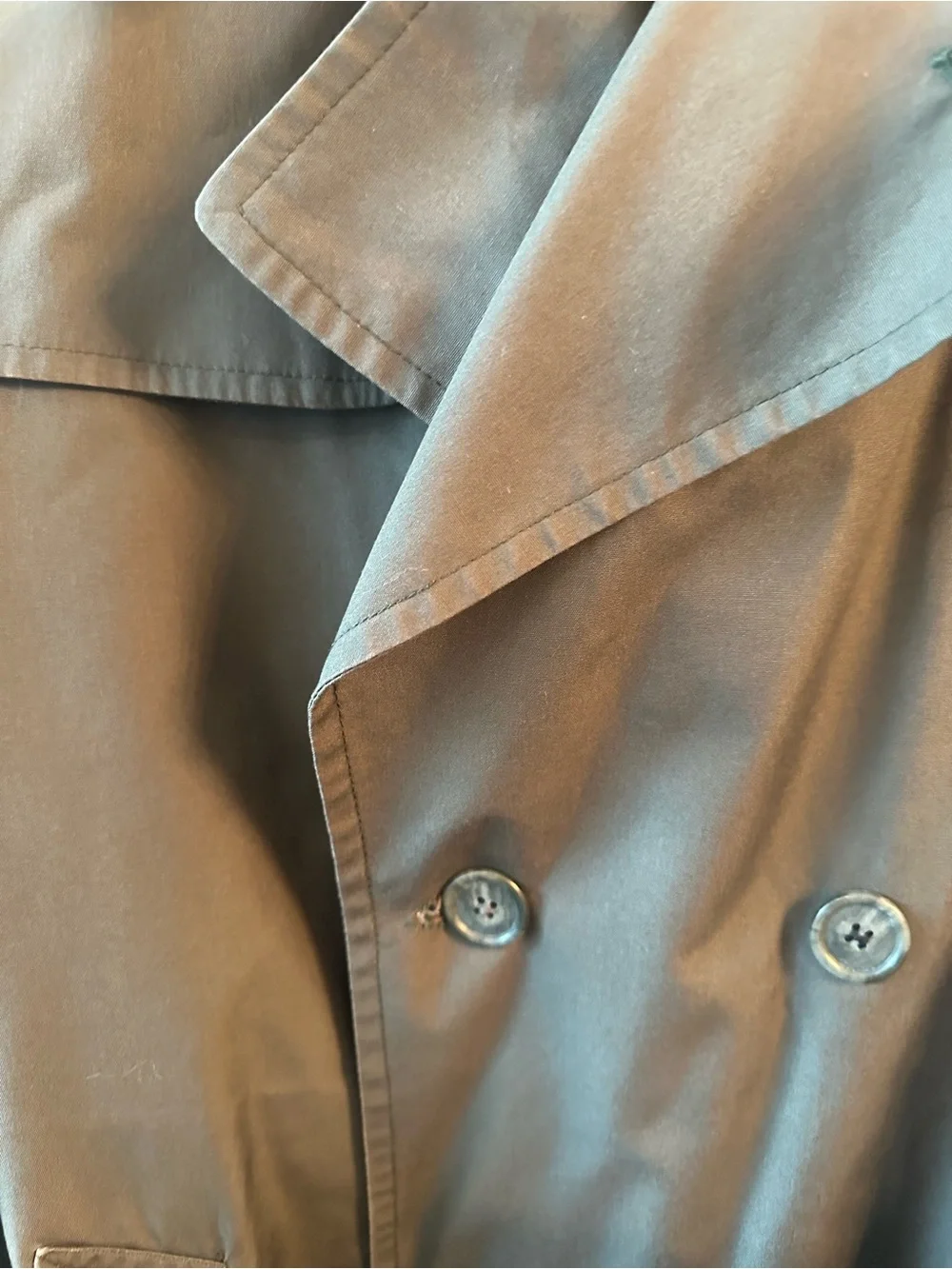 Hart Schaffner Marx Olive-Brown Double-Breasted Trench Coat with Belt